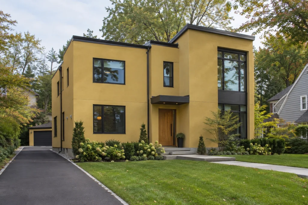 07 mustard stucco black windows