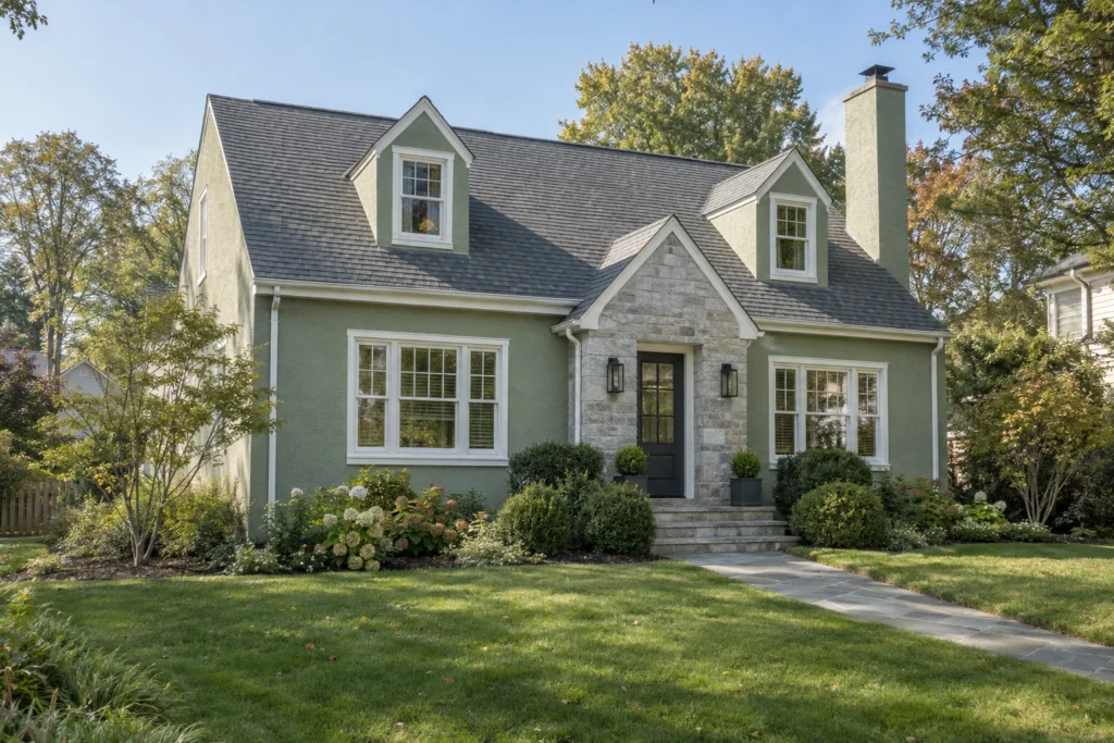 07 pale green stucco cape cod gray stone