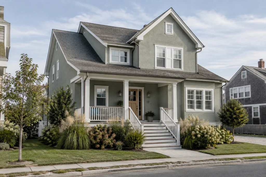08 silvery green stucco coastal house