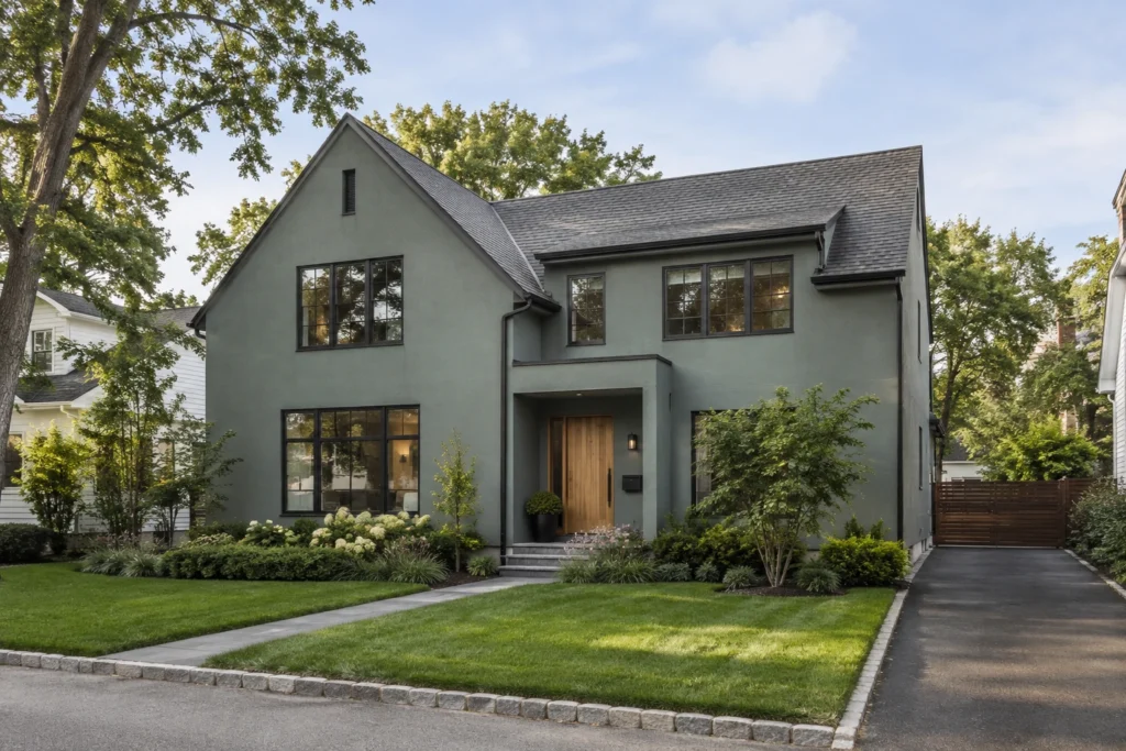 10 eucalyptus green stucco bronze windows
