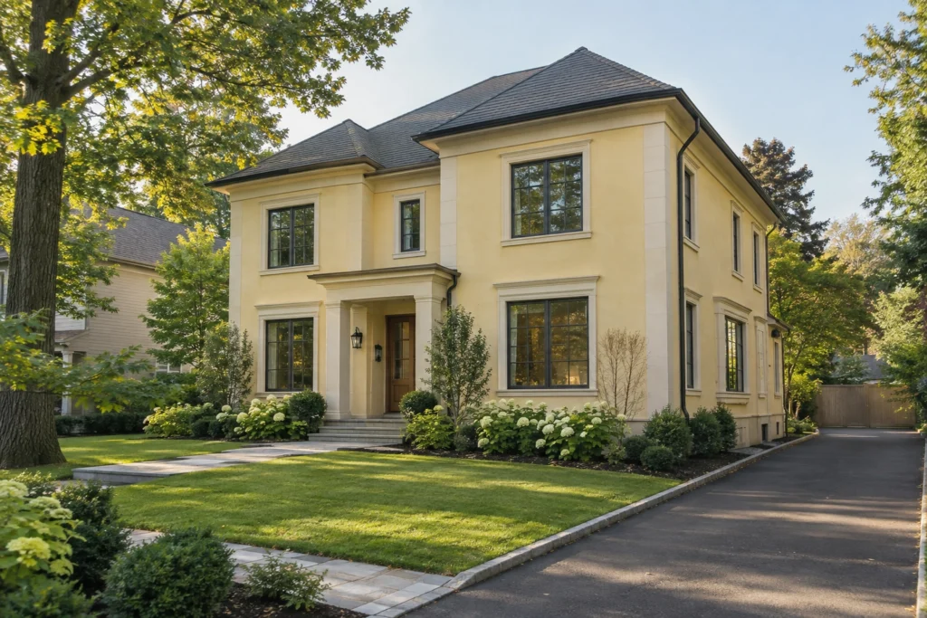 12 pale yellow stucco cream trim