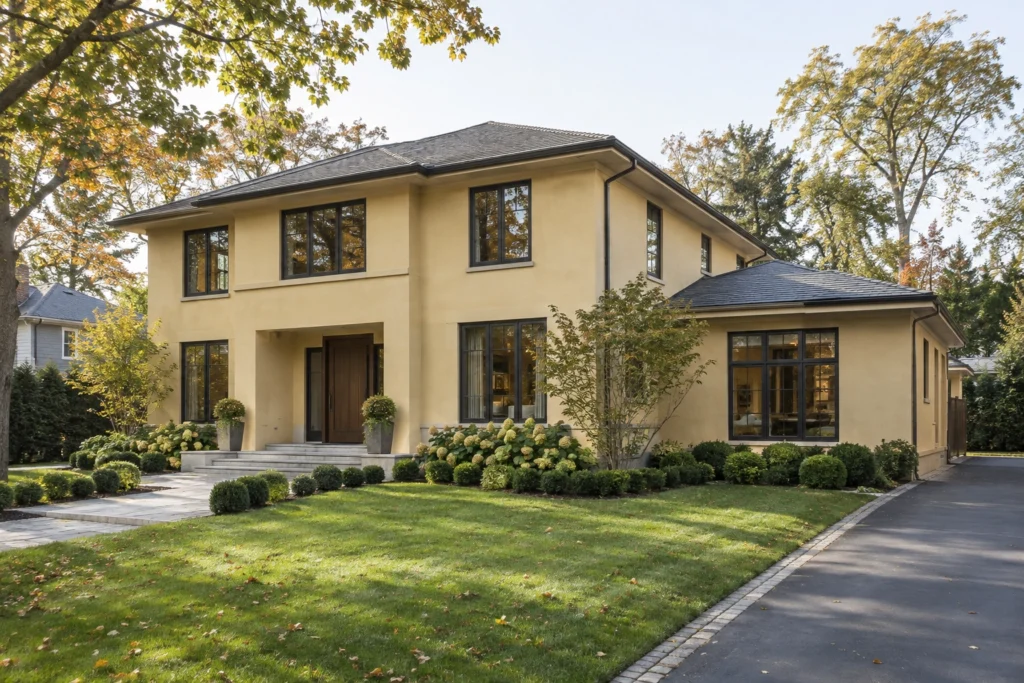 15 muted yellow stucco modern home office