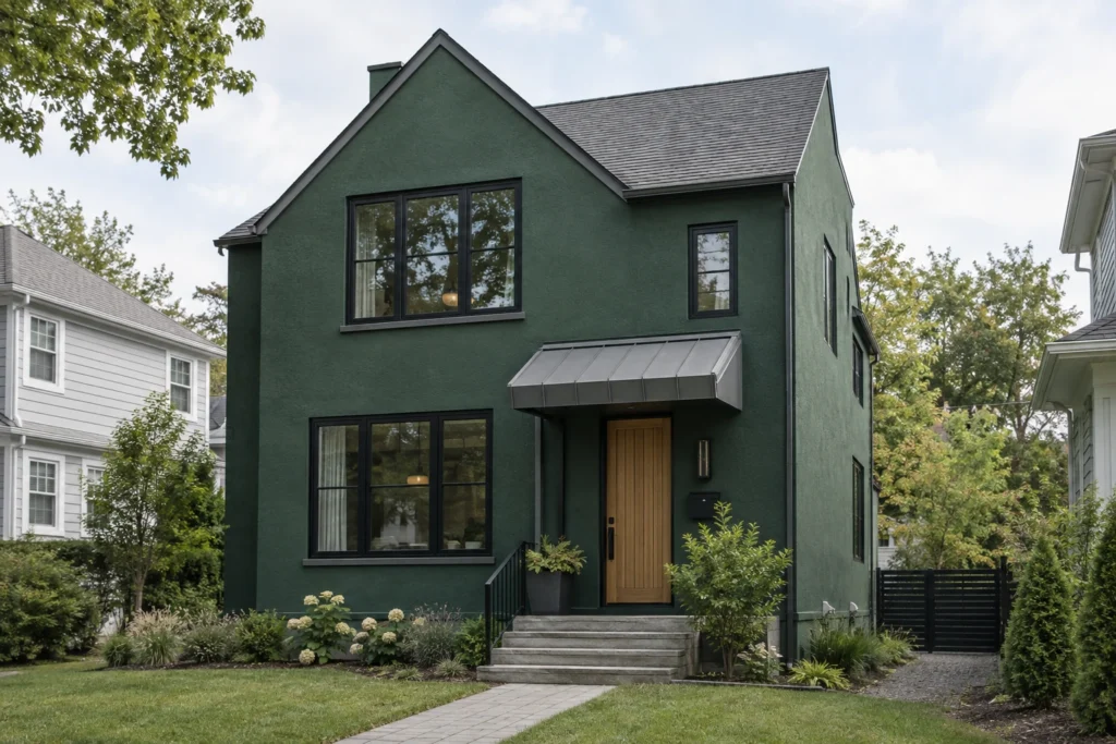 16 bottle green stucco house pewter canopy