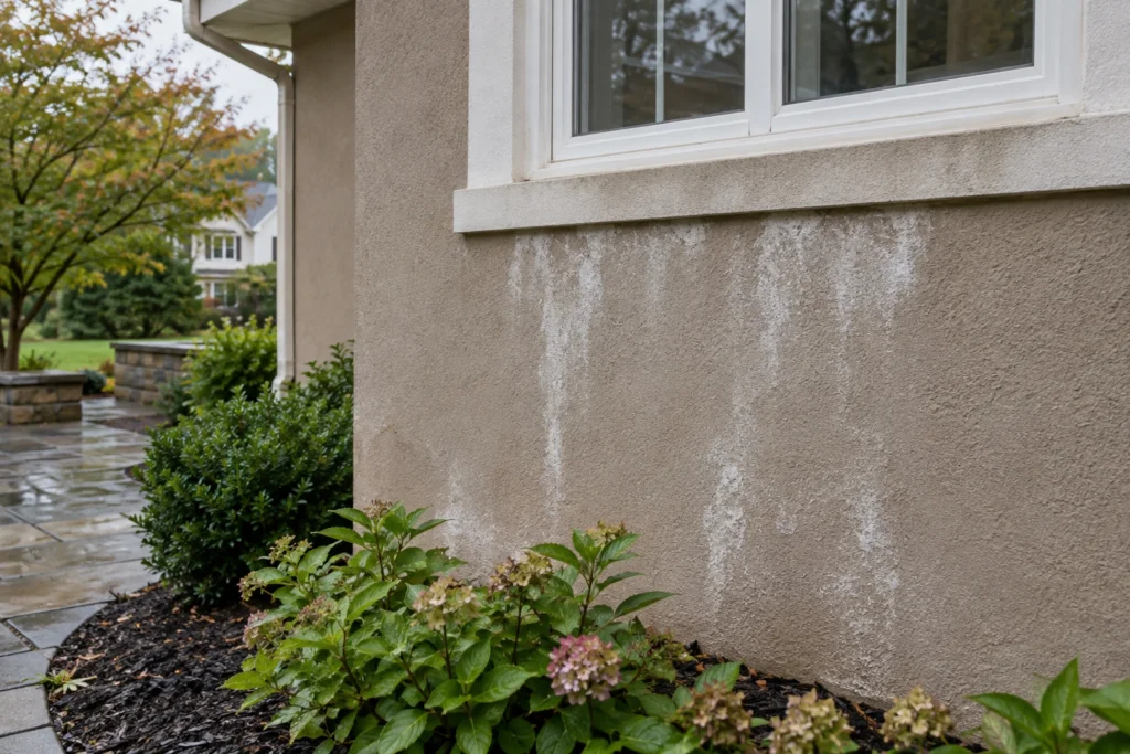 stucco efflorescence below window