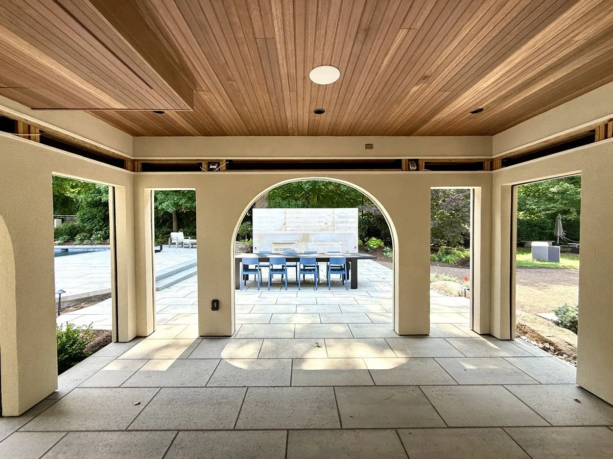 Demarest NJ 3 Covered patio addition with stucco arches