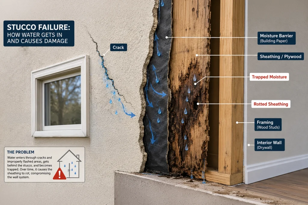 stucco moisture damage wall diagram1