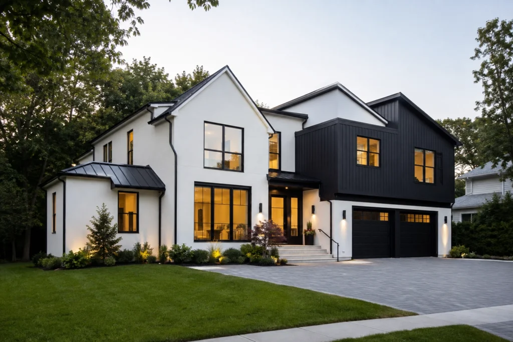15 White Stucco House Ideas: Black Trim, Windows, Stone & Modern Designs 5 black and white stucco house