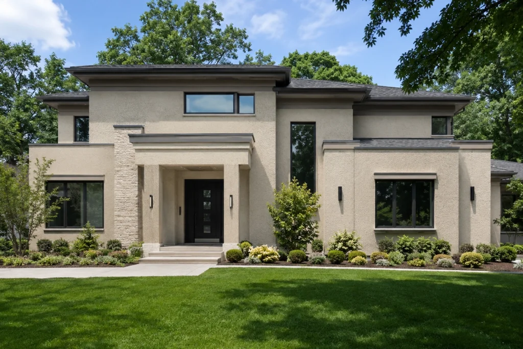 Stucco and Stone Exterior: 15 Ideas for Modern and Traditional Homes 13 modern beige stucco house