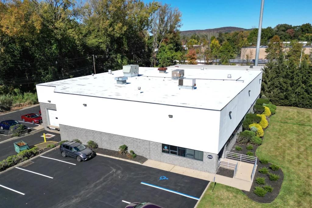 Restored commercial building aerial at Northvale commercial building in Northvale, NJ.