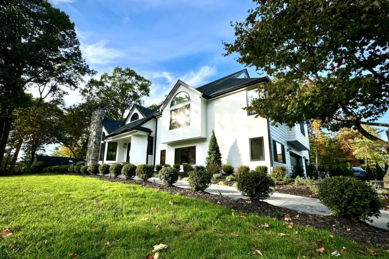 Restored front entrance angle at Upper Saddle River residence in Upper Saddle River, NJ.