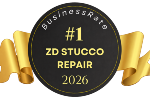 BusinessRate badge for ZD Stucco Repair displaying #1 and 2026.